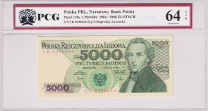 Polska PRL 5000 Złotych CM-164b P-150a 1982 PCG 64