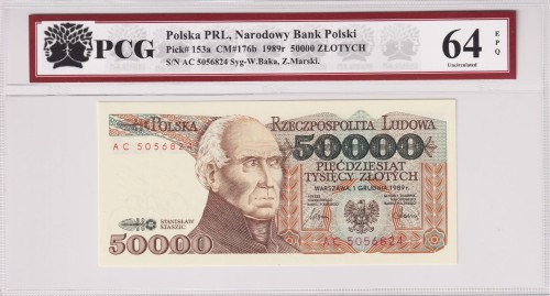 Polska PRL 50.000 Złotych CM-176b P-153a 1989 PCG 64 A.jpg