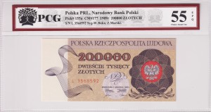 Polska PRL 200.000 Złotych CM-177 P-155a 1989 PCG 55
