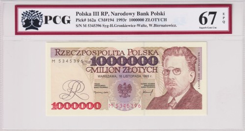 Polska III RP 1.000.000 Złotych CM-194 P-162a 1993 PCG 67 A.jpg