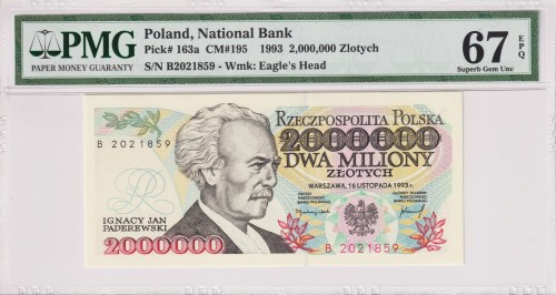 Polska 2.000.000 Złotych CM-195 P-163a 1993 PMG 67 A.jpg