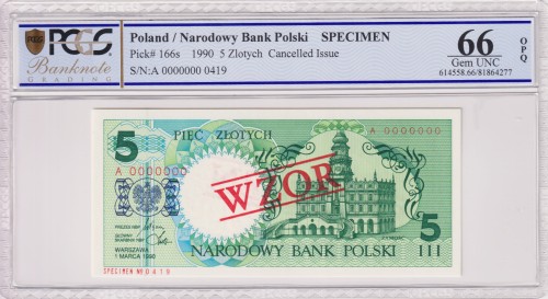 Polska 5 Złotych P-166s 1990 PCG 66 A.jpg