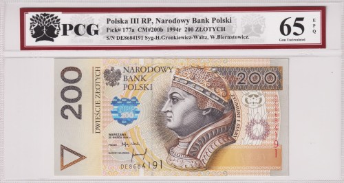 Polska III RP 200 Złotych CM-200b P-177a 1994 PCG 65 A.jpg