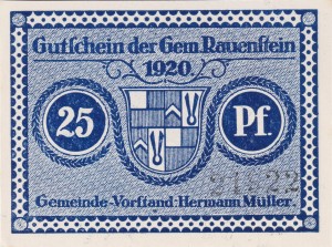 Rauenstein 25 Pf  G-R10.1 1920 aUNC