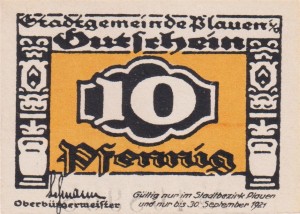Plauen 10 Pf G-P26.6d 30.9.1921 UNC