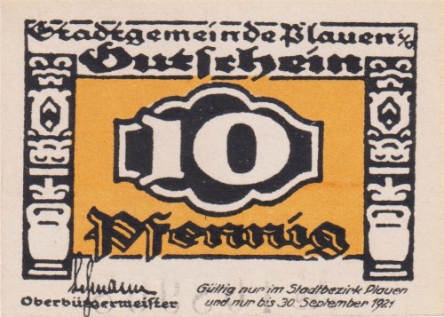 Plauen 10 Pf G-P26.6d 30.9.1921 UNC A.jpg