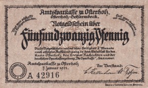 Osterholz 25 Pf G-O29.1b 7.1.1921 aUNC