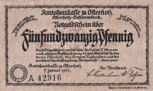 Osterholz 25 Pf G-O29.1b 7.1.1921 aUNC A.jpg