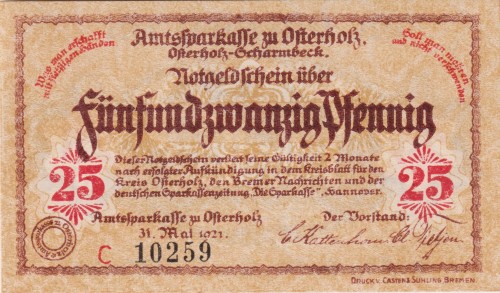 Osterholz 25 Pf G-O29.5a 31.5.1921 UNC A.jpg