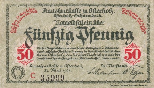 Osterholz 50 Pf G-O29.5b 31.5.1921 aUUNC A.jpg