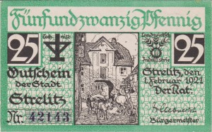 Strelitz 25 Pf G-S122.1a 1.2.1921 aUNC
