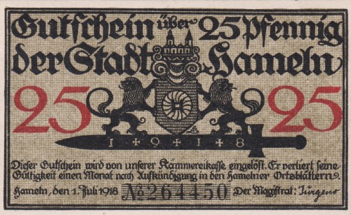 Hameln 25 Pf G-H8.3 1.7.1918 aUNC A.jpg