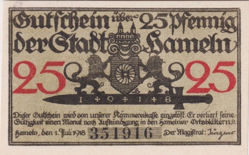 Hameln 25 Pf G-H8.4 1.7.1918 aUNC A.jpg