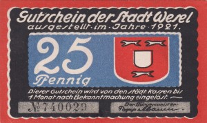 Wesel 50 Pf G-W31.5 1921 aUNC
