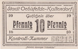 Oebisfelde - Kaltendorf 10 Pf G-O11.1  aUNC