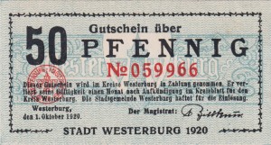 Westerburg 50 Pf G-W33.1 1.10.1918  UNC