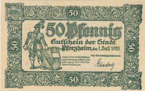 Pforzheim 50 Pf G-P19.4d 1.7.1920 aUNC