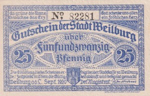 Weillburg a.d. Lahn 25 Pf G-W19.5b 9.1920 aUNC