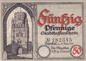 Stendal 50 Pf G-S109 27.2.1920-31.12.1920 aUNC