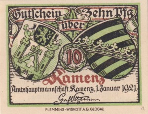 Kamenz 10 Pf G-K5.4a 1.1.1921 aUNC