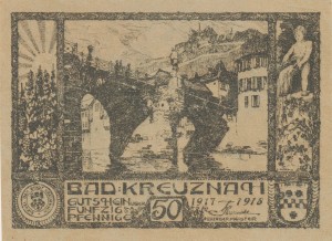 Kreuznach, Bad 50 Pf G-K52.4 1917/1918 AU/UNC 