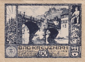 Kreuznach, Bad 50 Pf G-K52.5a 1917/1918 AU/UNC 
