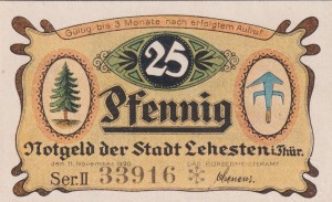 Lehesten 25 Pf G-L29.4 11.11.1920 aUNC 