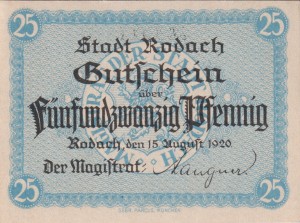 Rodach 25 Pf G-R33.2 15.8.1920 UNC 