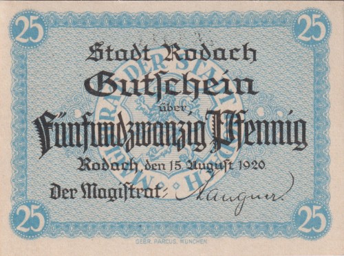 Rodach 25 Pf G-R33.2 15.8.1920 UNC A.jpg