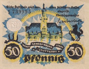 Stuttgart 50 Pf  G-S127.4 31.7.1921 AU/UNC