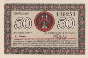 Verden 50 Pf G-V3.4 1.6.1920 UNC 