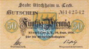 Kirchheim 50 Pf G-K25.2a 19.9.1918 UNC