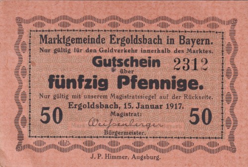 Ergoldsbach 50 Pf G-E2315.1.1917 XF A.jpg