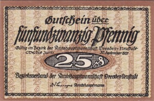 Dresden 25 Pf G-D32 30.9.1921 aUNC