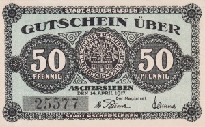 Aschersleben 50 Pf G-A29.3 14.4.1917 aUNC