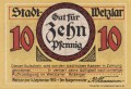 Wetzlar 10 Pf G-W36 14.9.1920  aUNC A.jpg