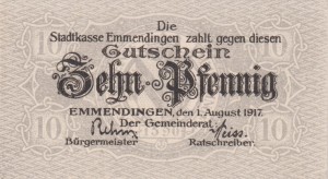 Emmendingen 10 Pf G-E17 1.8.1917  aUNC
