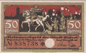 Erfurt 50 Pf G-E22.2 20.10.1918 AU/UNC