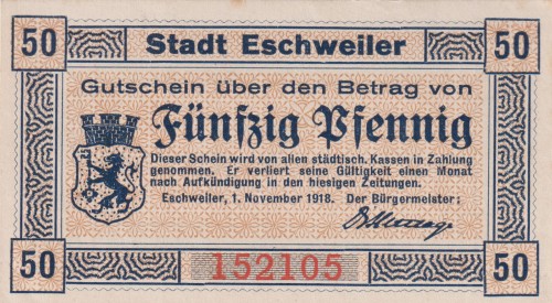 Eschweiler 50 Pf G-E28.2 1.11.1918 aUNC a.jpg