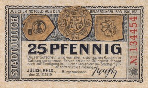 Julich 25 Pf G-J10.3 31.12.1919 aUNC