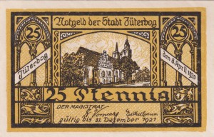 Juterbog 25 Pf G-J11.6 8.4.1920-31.12.1921 aUNC