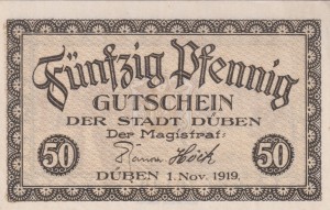 Duben 50 Pf G-D33.1c  1.11.1919 aUNC