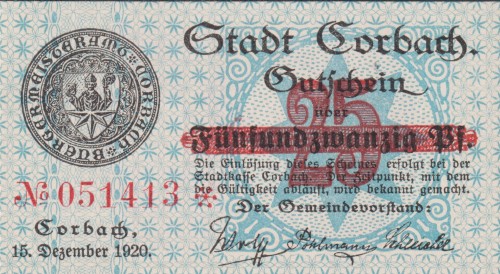 Corbach 25 Pf G-C26.4a  15.12.1920 UNC A.jpg