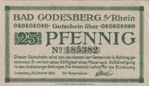 Godesberg 25 Pf G-G22.1b 25.10.1920 AU/UNC