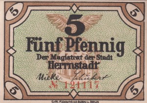 Herrnstadt 5 Pf G-H31.1a 31.12.1919 aUNC