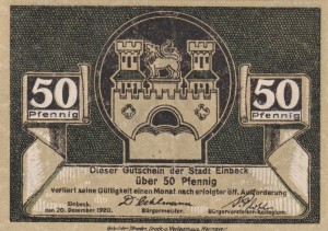Einbeck 50 Pf G-E9.3a 20.12.1920 aUNC