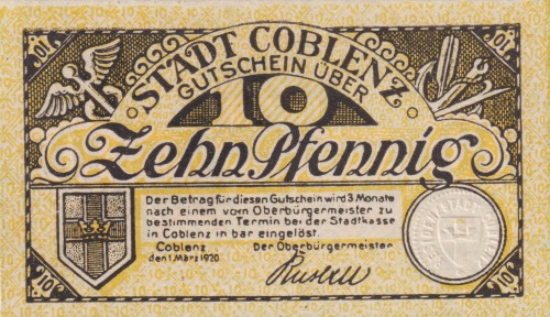 Coblenz 10 Pf  G-C19.6 1.3.1920 aUNC A.jpg