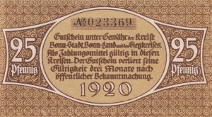 Bonn 25 Pf  G-B74.6b 1920 aUNC