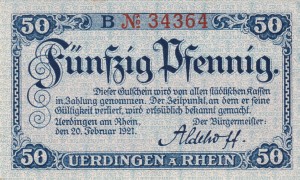 Uerdingen 50 Pf G-U4.3b 20.2.1921  aUNC
