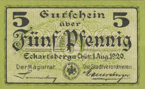 Eckartsberga Thur 5 Pf G-E5.1a 1.8.1920  aUNC A.jpg